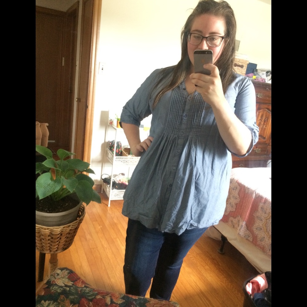 Denim Peasant Top